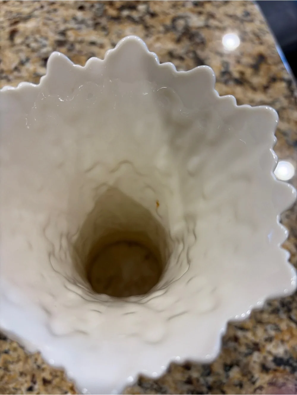 Lenox White Embossed Ceramic Vase with Scalloped Rim
